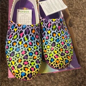 Colorful Leopard Print Crocs